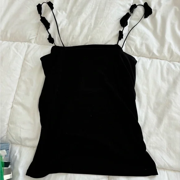 NWT Musier Paris Ballata Top with Flower Straps in Black - Picture 3 of 4
